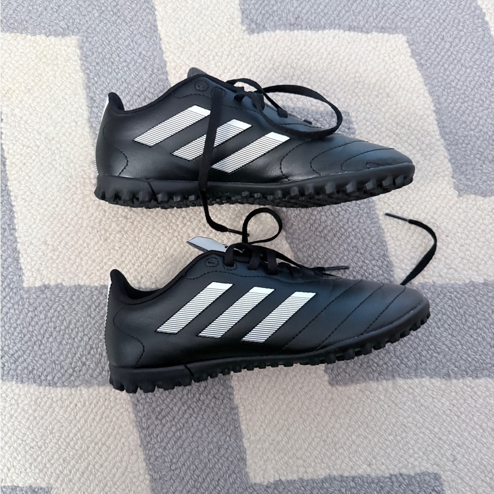 Adidas Kids Turf sneakers with Black and White Stripes